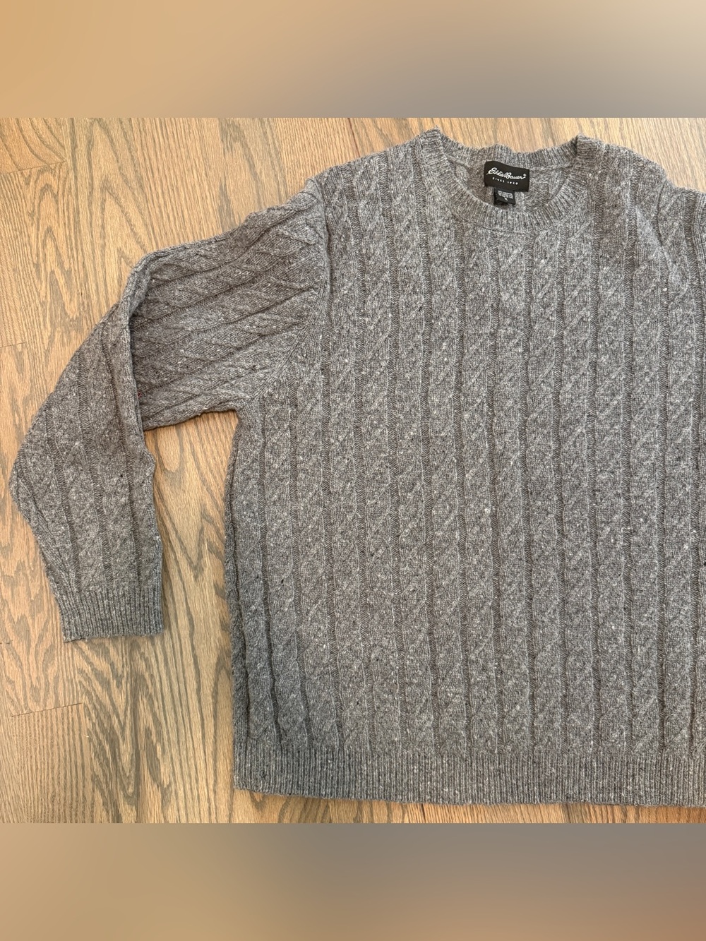100% Lambswool Sweater Men's XL Cable Knit Crew Classic Fisherman Quiet Luxury